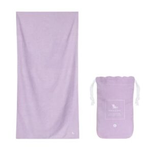 Dock & Bay Quick Drying Towel - For Sports & Gym - Compact, Lightweight - 100% Recycled - Includes Bag - Essential - Meadow Lilac, Large (160x90cm, 63x35)
