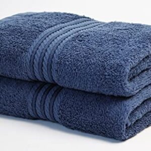 Hand Towels ( 2 PACK ) for Bathroom Supreme Range 500GSM Egyptian Hotel Collection Super Soft Combed Luxury Cotton Pack of 2 Absorbent and Quick Dry Hand Towels Set 50 x 85cm (NAVY BLUE)