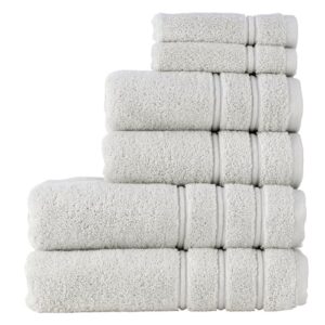 Christy Antalya Large Bath Towels | Set of 6 | 100% Turkish Cotton | 600GSM | Soft Plush Luxury Towel Set | 2 Bath Towels 2 Hand Towels 2 Face Cloths | Quick Dry | Lunar Grey