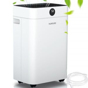 HUMSURE Dehumidifier 25L, Dehumidifiers for Home with 24 Hour Timer, Auto Defrost, Ionizer, Continuous Drainage Dehumidifier for Bedroom Basements Bathroom